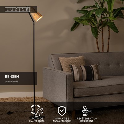 Lucide BENSEN - Lampadaire - 1xE14 - Naturel